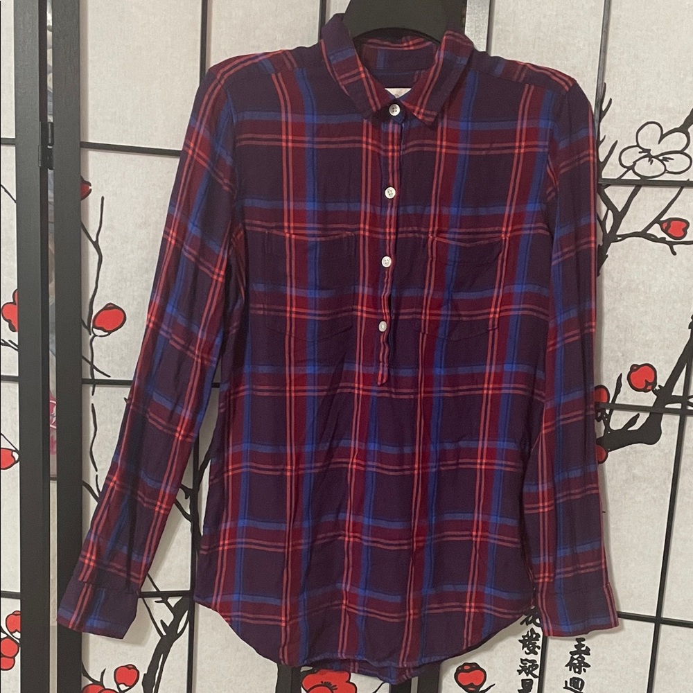 SO Perfect Shirt Plaid Button-Down Shirt - Red and Blue- Unisex